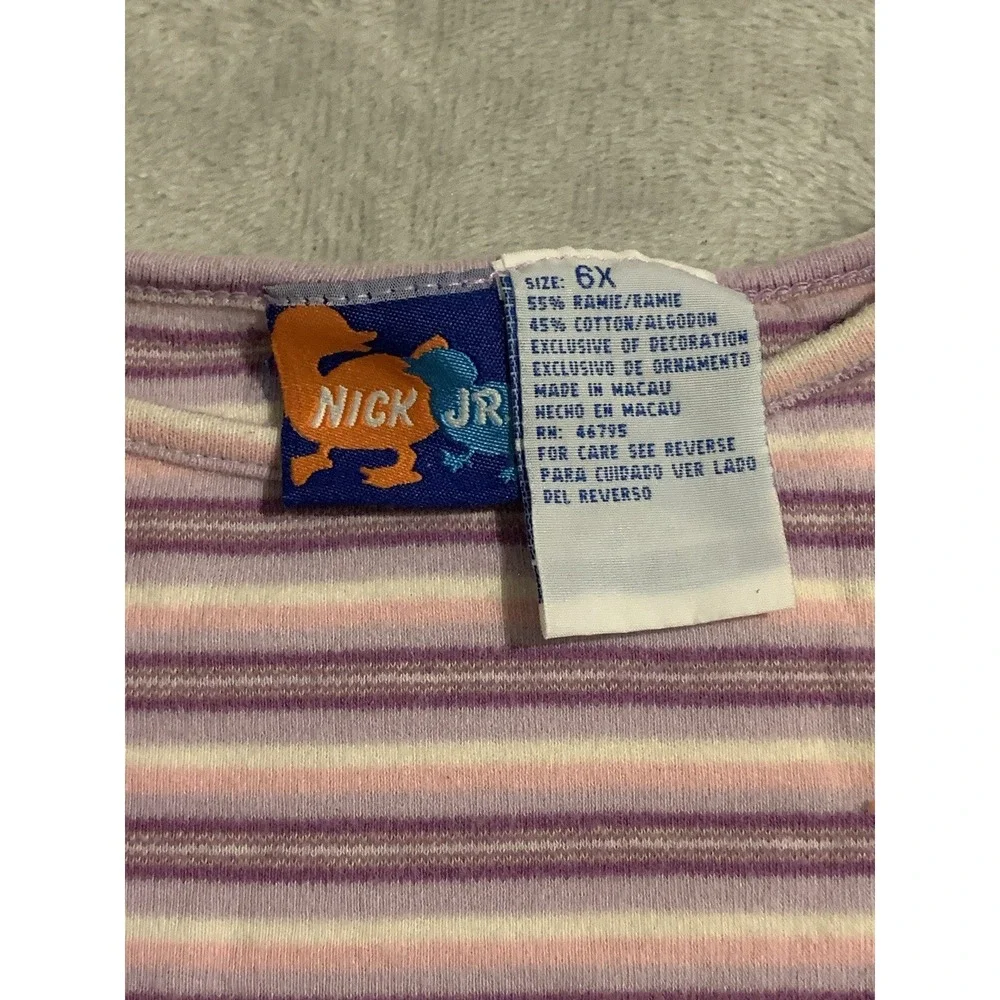 Vintage Nick Jr. Girls Size 6X Striped Purple Pink Long Sleeve Shirt Y2K